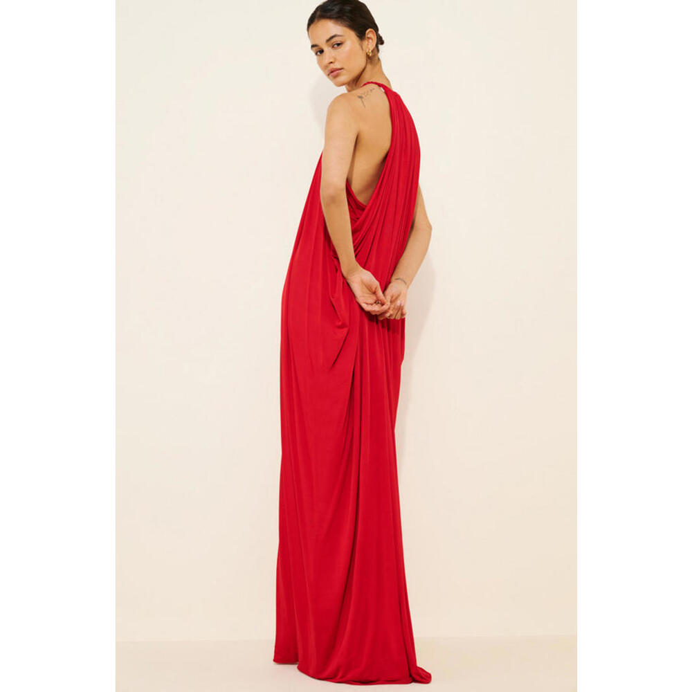 Anthropologie Red Draped Maxi Dress